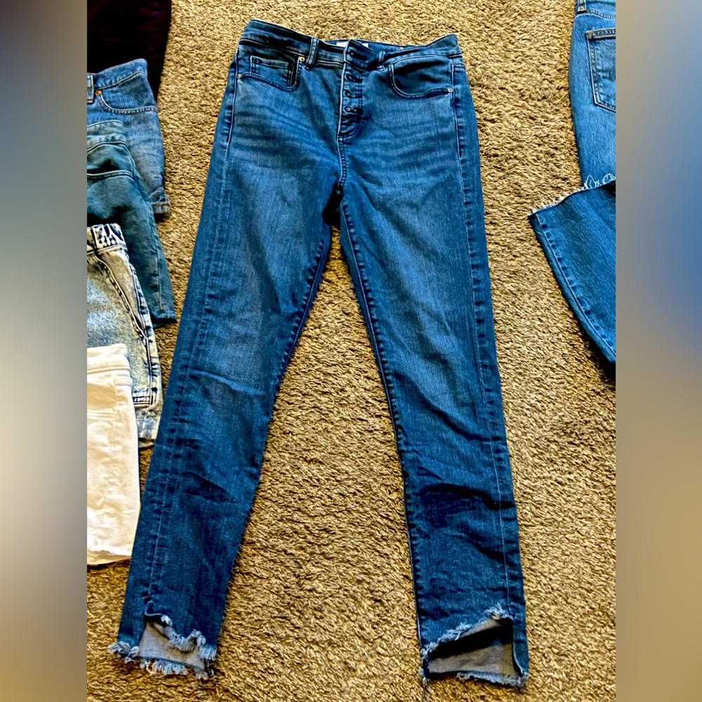 LOFT Chewed Hem High Rise Skinny Jeans in Dark Vintage Wash SIZE 4/27